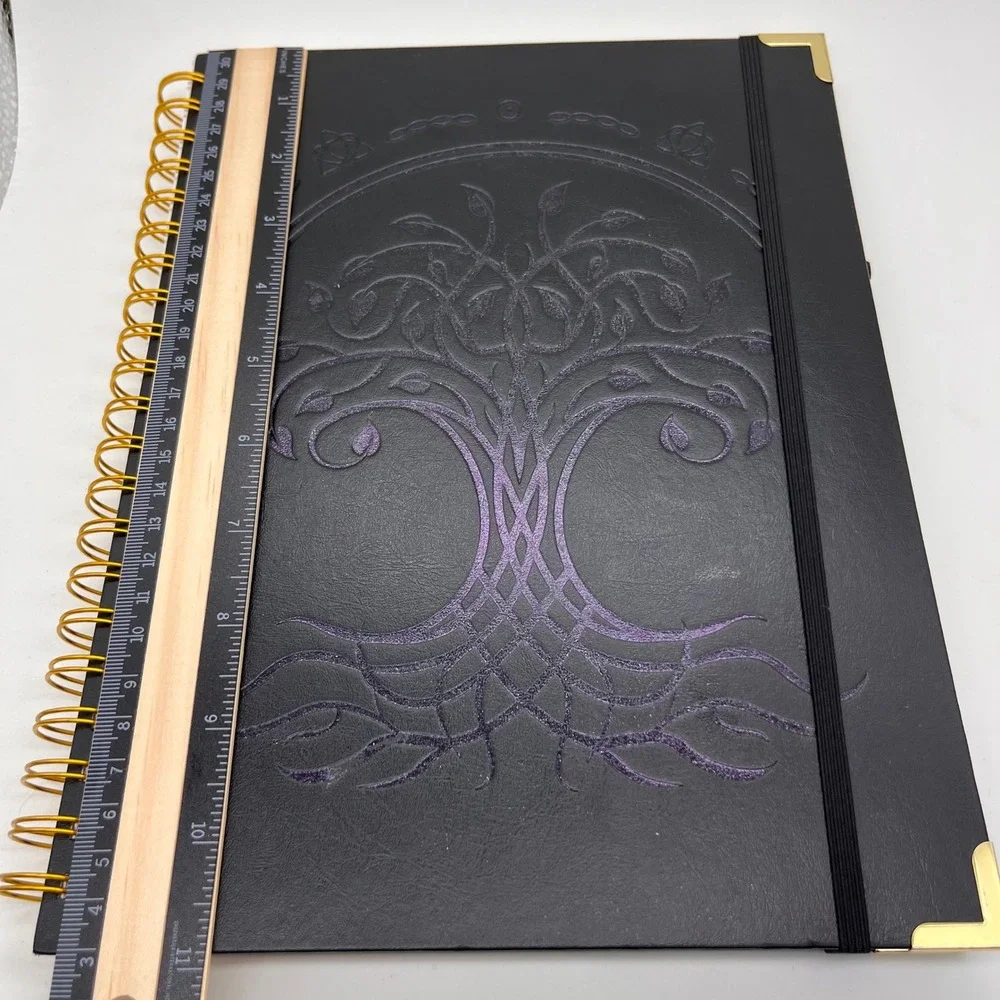 New Tree Of Life Spiral Notebook Embossed Lined‎ Journal Black Gold